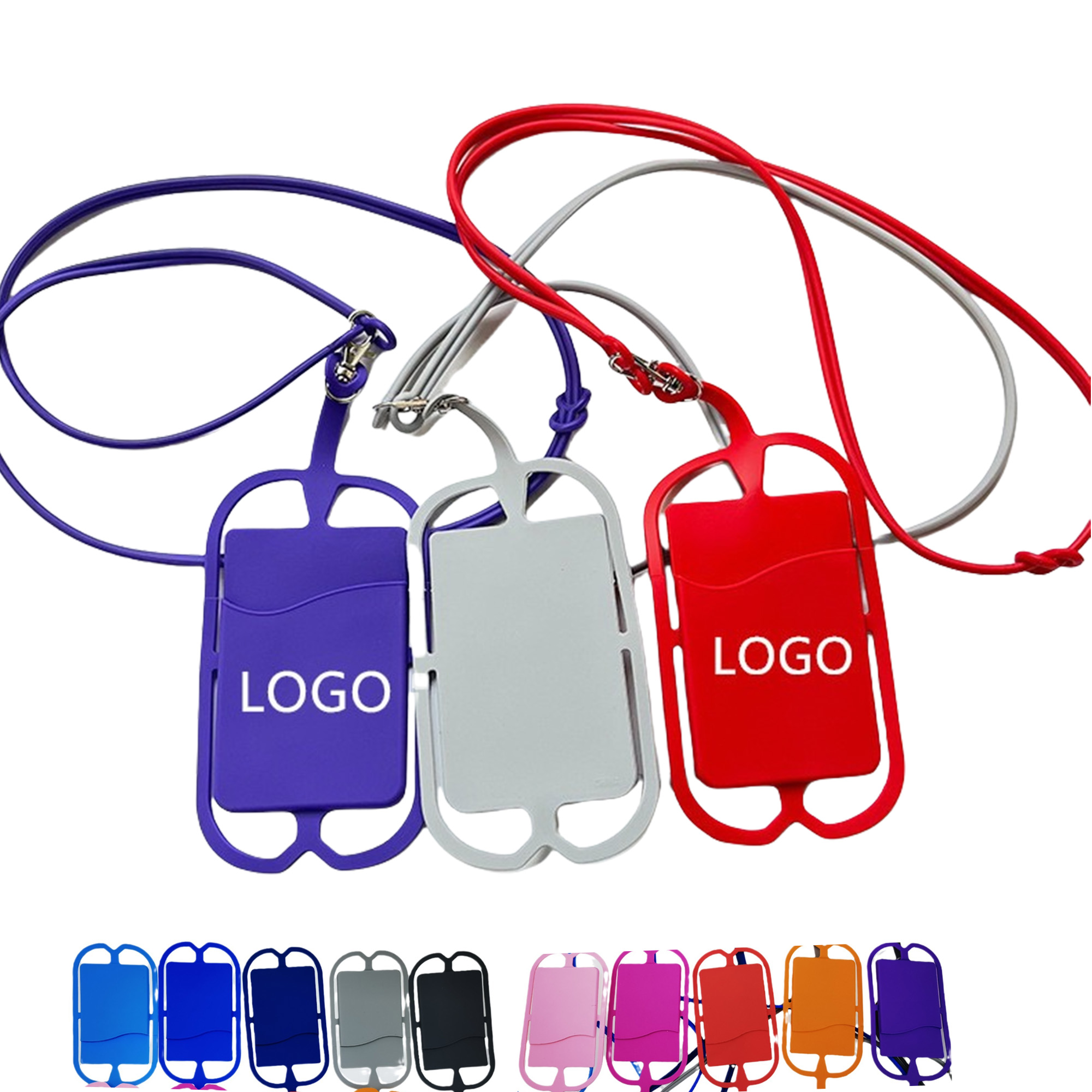 Silicone ID Card Badge Holder with Lanyard Style Phone Holder 2