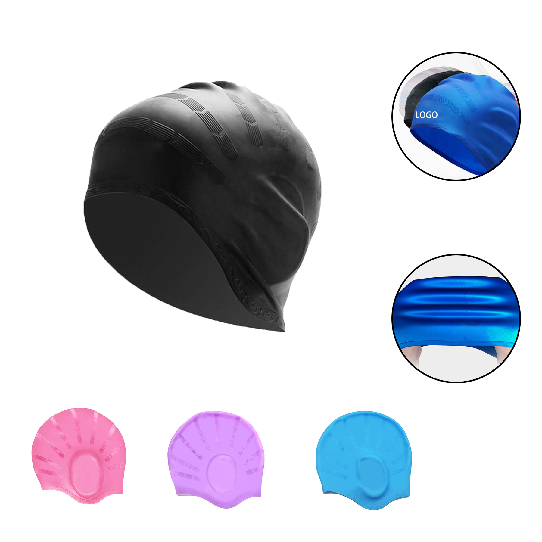 Silicone Swimming Hats for Women Men Bathing Caps 2