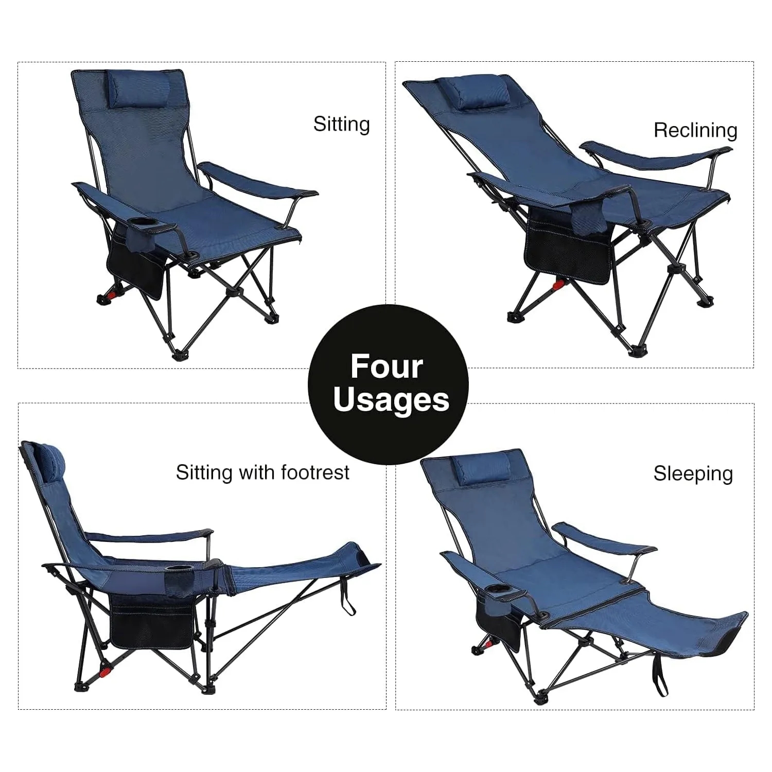 Portable Folding Camping Chair with Removable Footrest 6