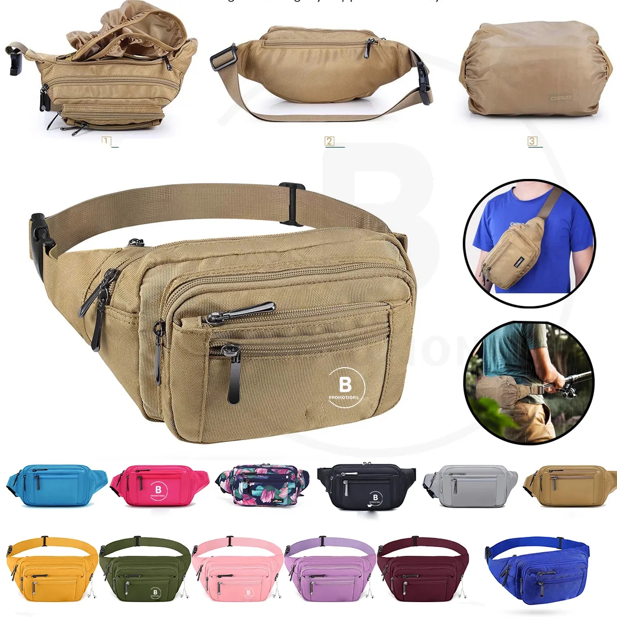 Large Capacity Waterproof Casual Bum Hip Waist Bag 2