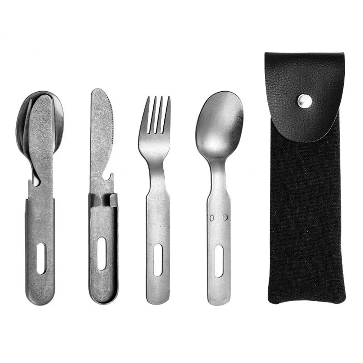 Stainless Steel Cutlery Three-Piece Portable Bag For Camping 5