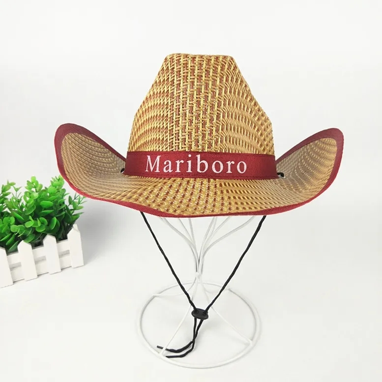 Straw Cowboy Hat with Logo Band 6