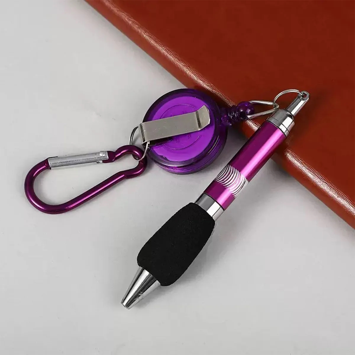 Retractable Drawstring Pen Badge Belt Clip Carabiner Set 6