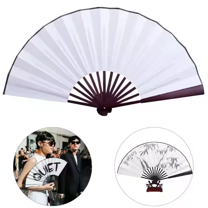 Folded Polyester Bamboo Fans 8
