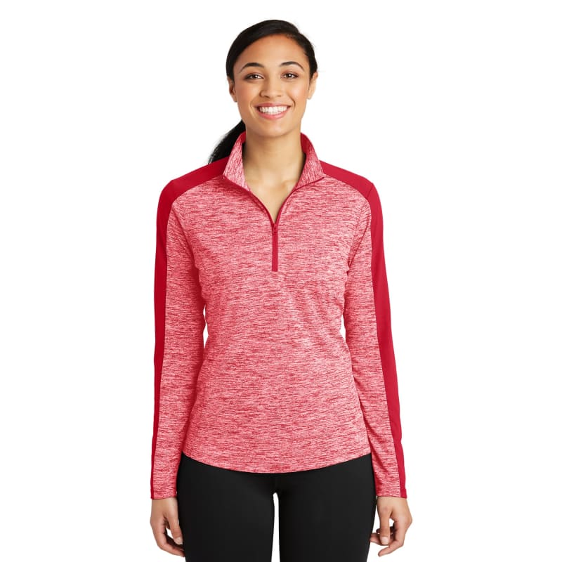 Sport-Tek Women's PosiCharge Electric Heather Colorblock 1/4-Zip Pullover. 28