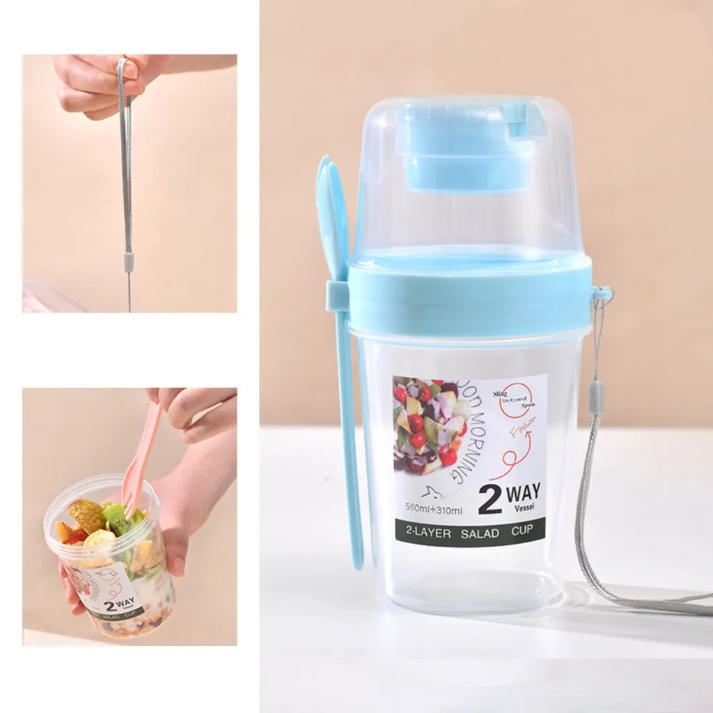 Salad Shaker Cup with Lids and Fork 10
