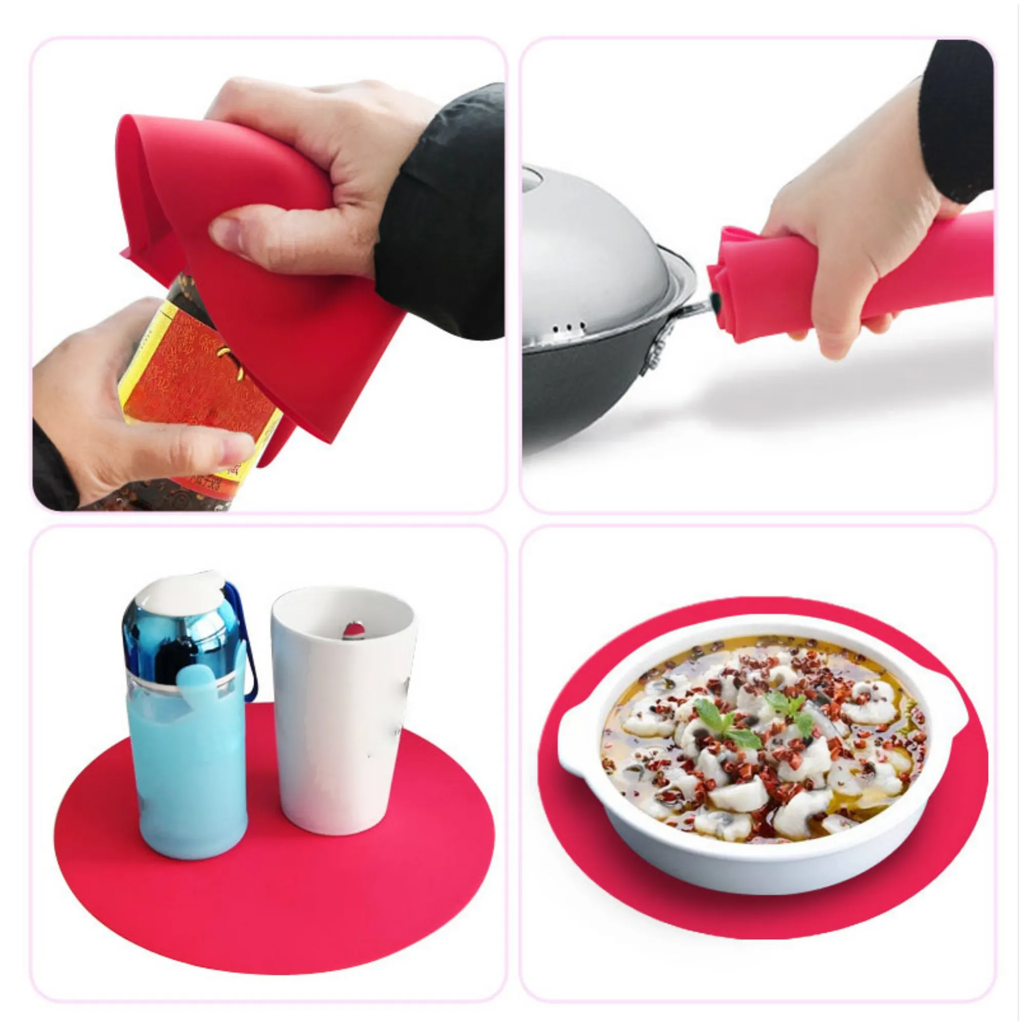 Multi - Color Silicone Lid - Opening Aid Heat Insulation Mat 3