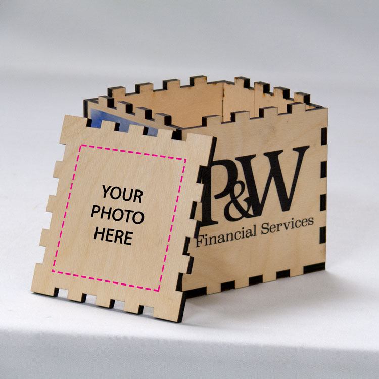 Wood Tabletop Photo Cube