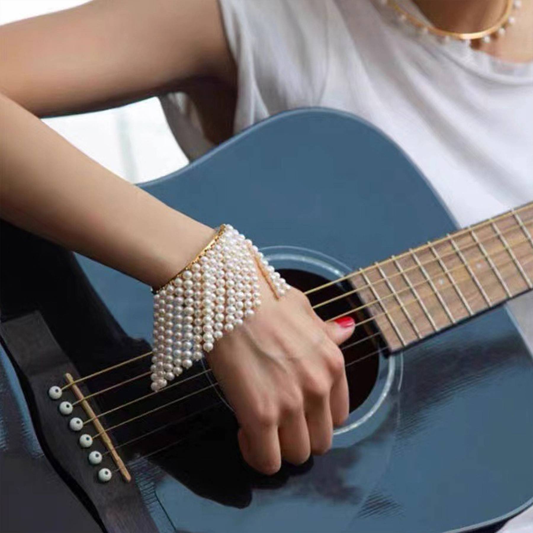 Alloy Pearl tassel opening bracelet 4