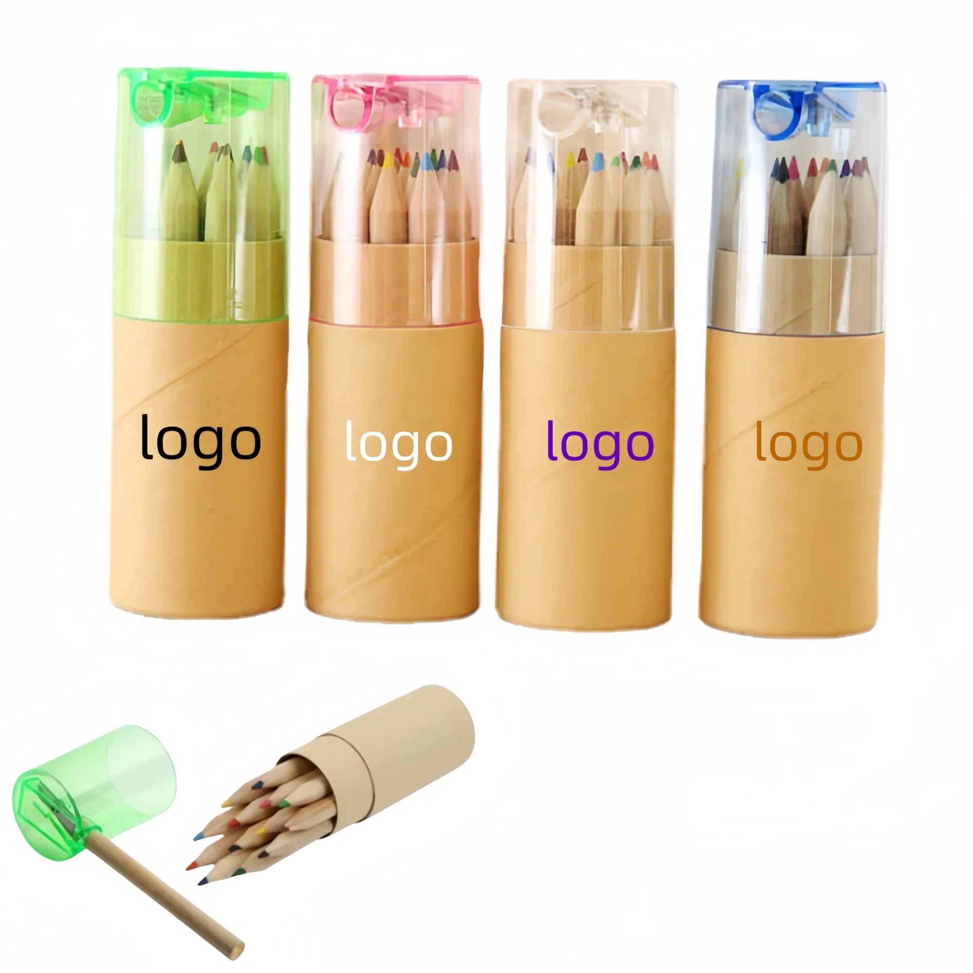 Colored Pencils Tube With Sharpener 12-Piece