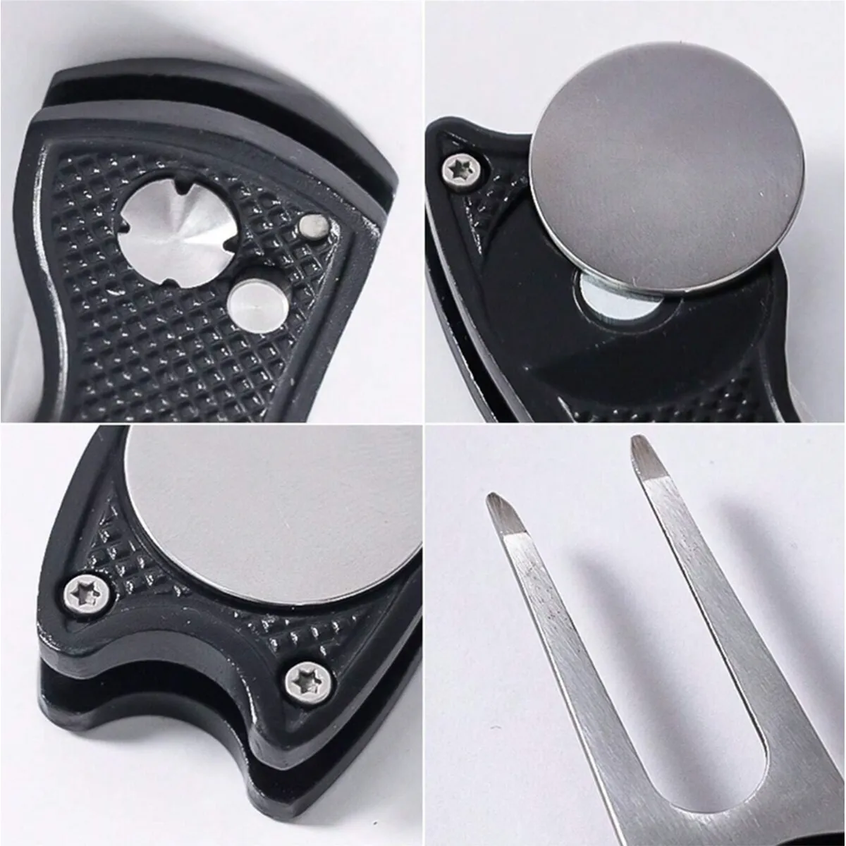 Golf Divot Repair Tool Pitch Fork With Magnetic Ball Marker 4