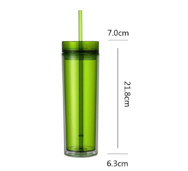 Double Wall Acrylic Tumbler w/ Lid & Straw 16 oz 8