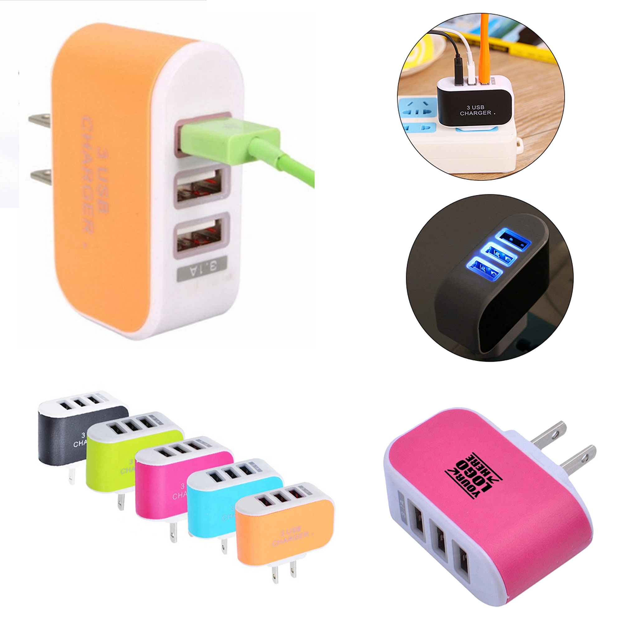 Candy-Color 3 Port USB Charger 3