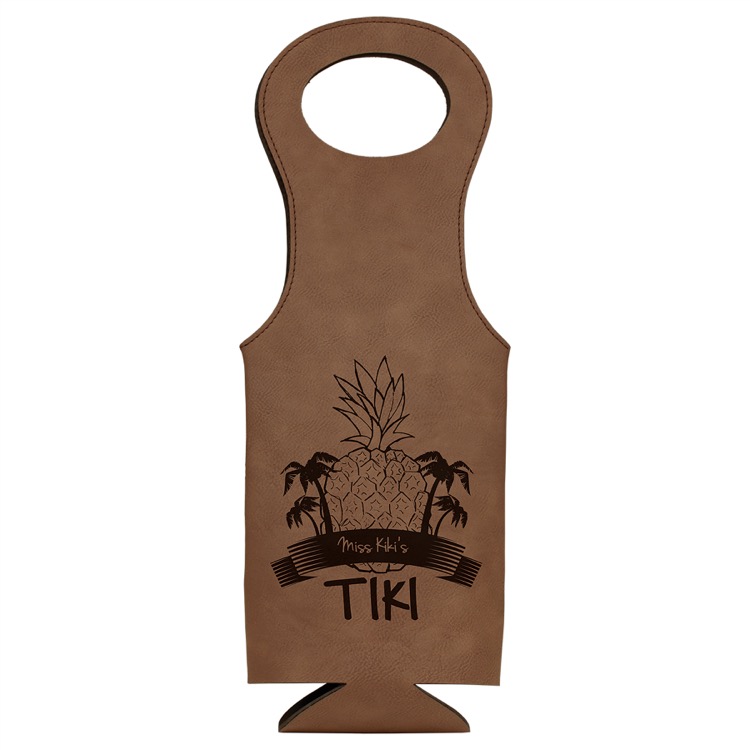 Dark Brown Leatherette Wine Bag 1