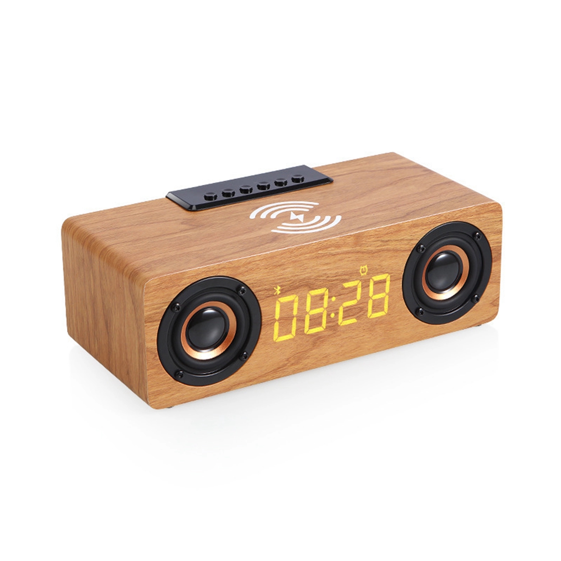 Wooden 10 W Wireless Charger with Alarm Clock & Speaker 7