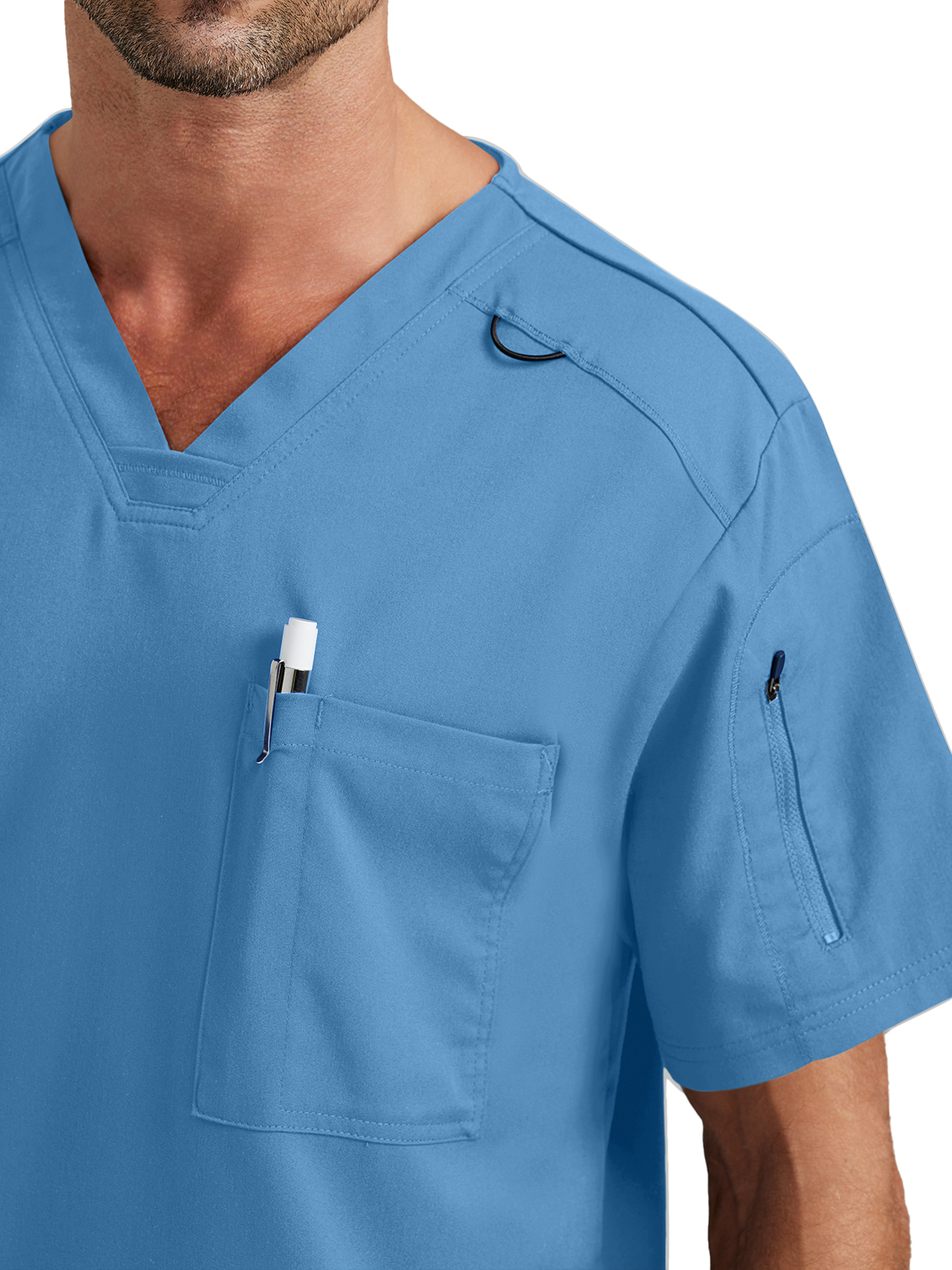 Grey's Anatomy Spandex Stretch - Men's Two-Pocket V-Neck Murphy Scrub Top 10