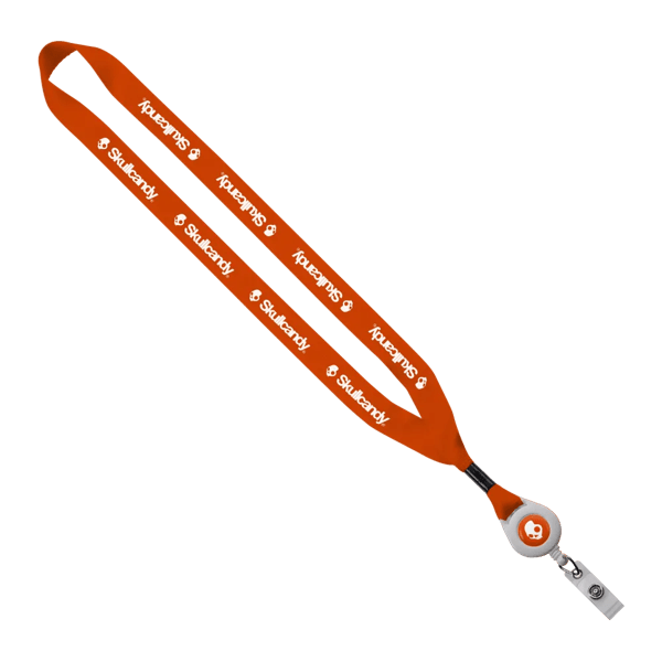 3/4" Polyester Lanyard with Metal Crimp & Retractable Badge Reel 267