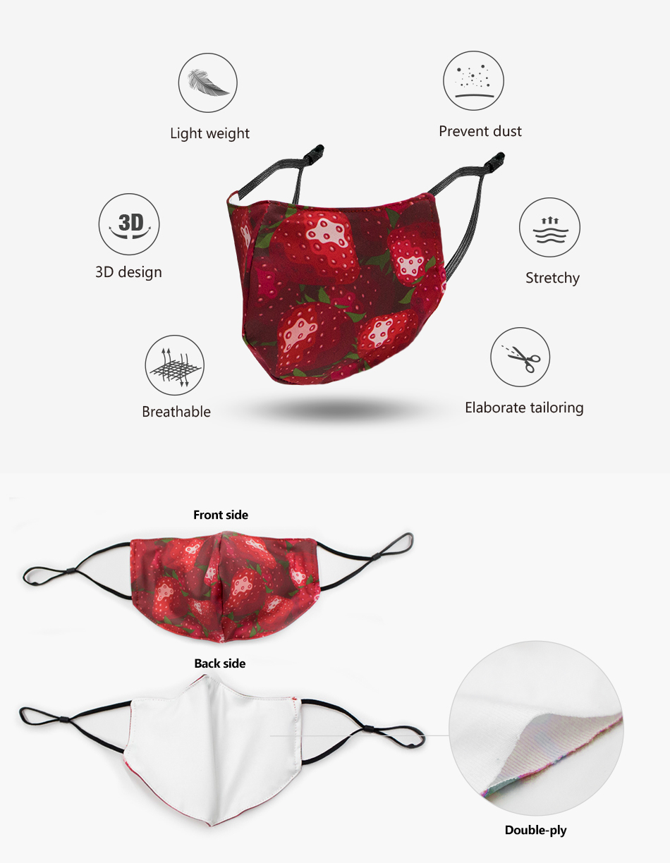 Adjustable Stretch Youth / Small 2 Ply Structured Face Mask 5