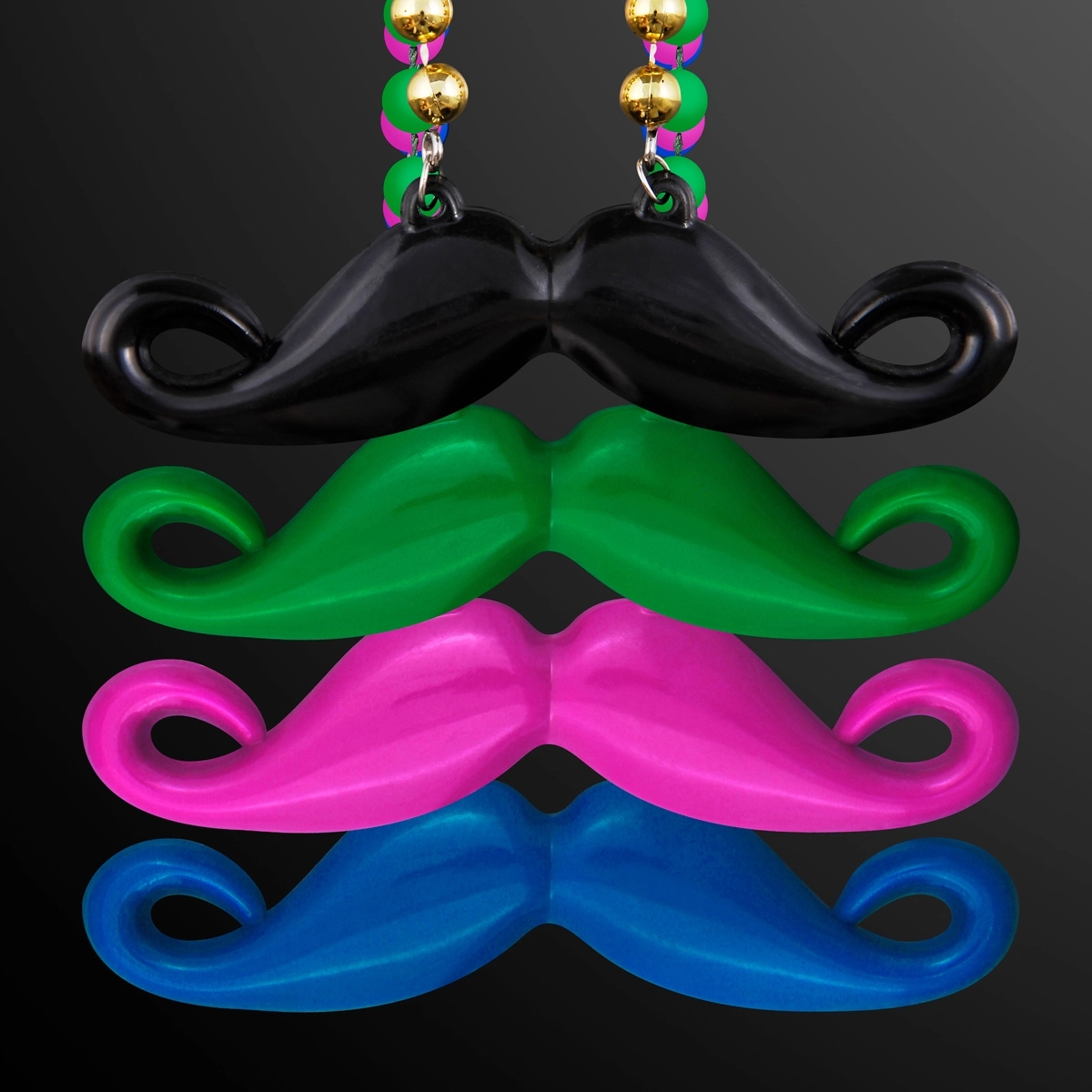 Mardi Gras beads with hipster mustache pendant 10