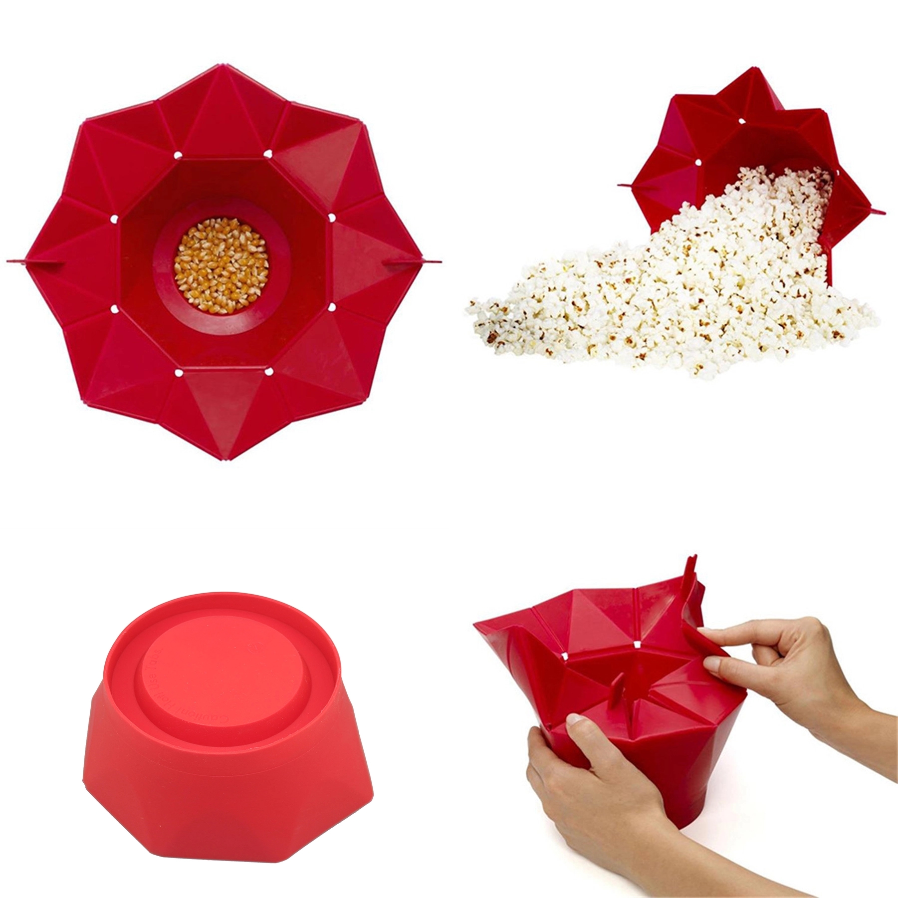 Collapsible Silicone Microwave Hot Air Popcorn Popper Bowl 3