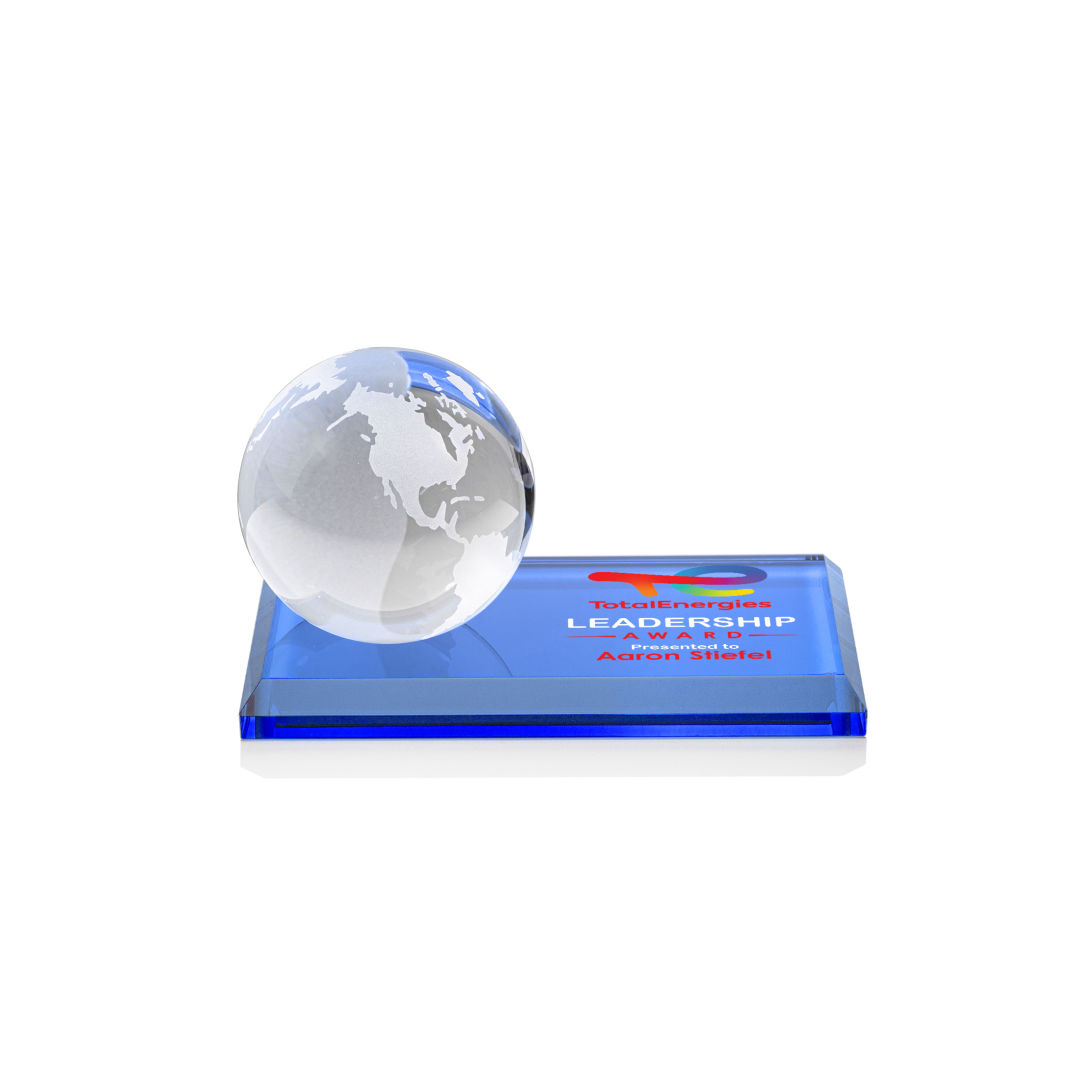 Globe VividPrint™ Award on Rectangle Base - Sky Blue 7