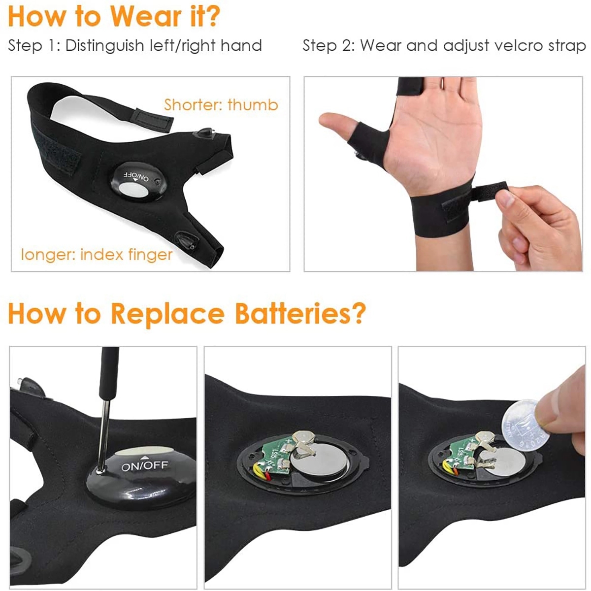 LED Flashlight Gloves 1PC 2