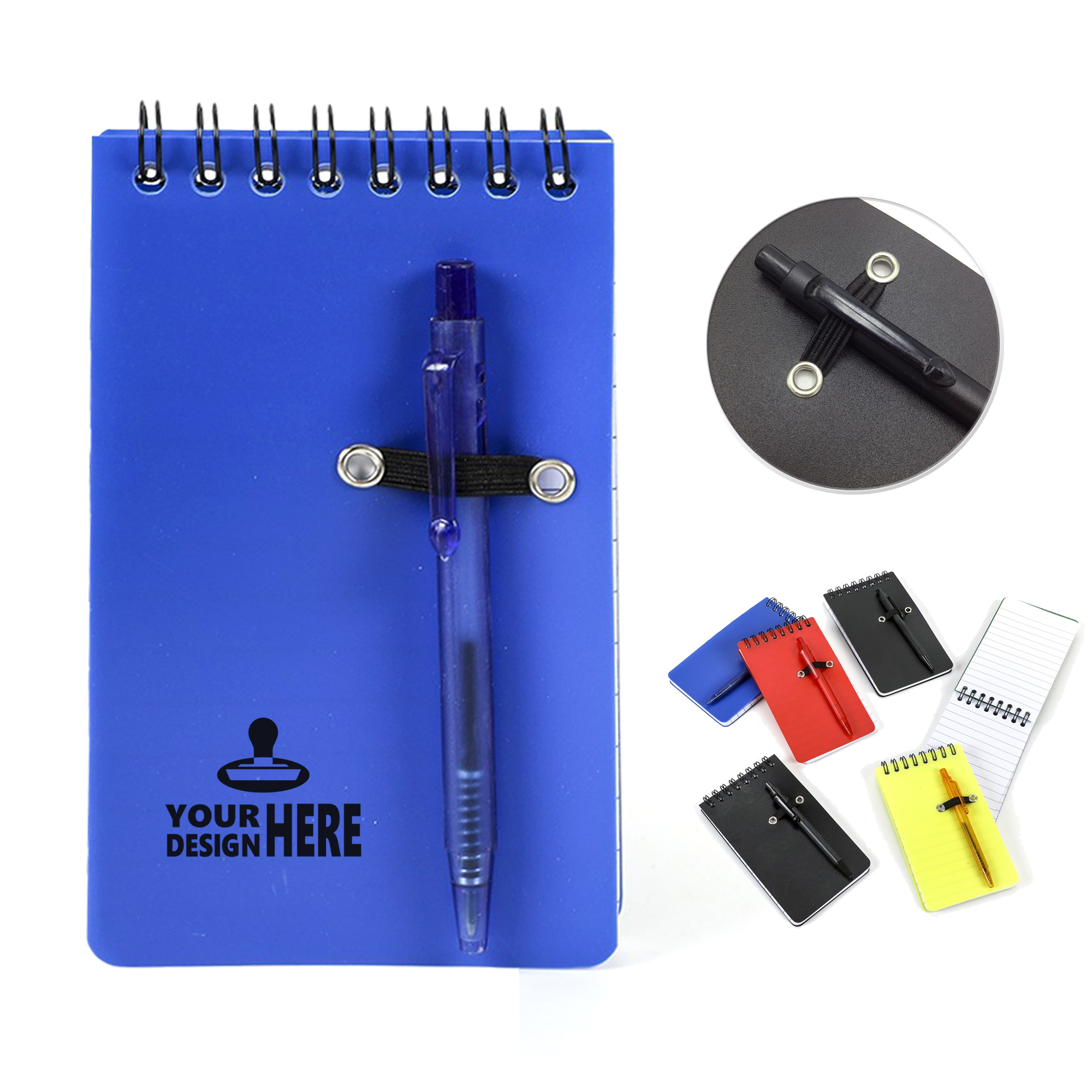 5"x3" Spiral Pocket Notebook with Pen Loop PP Cover 2