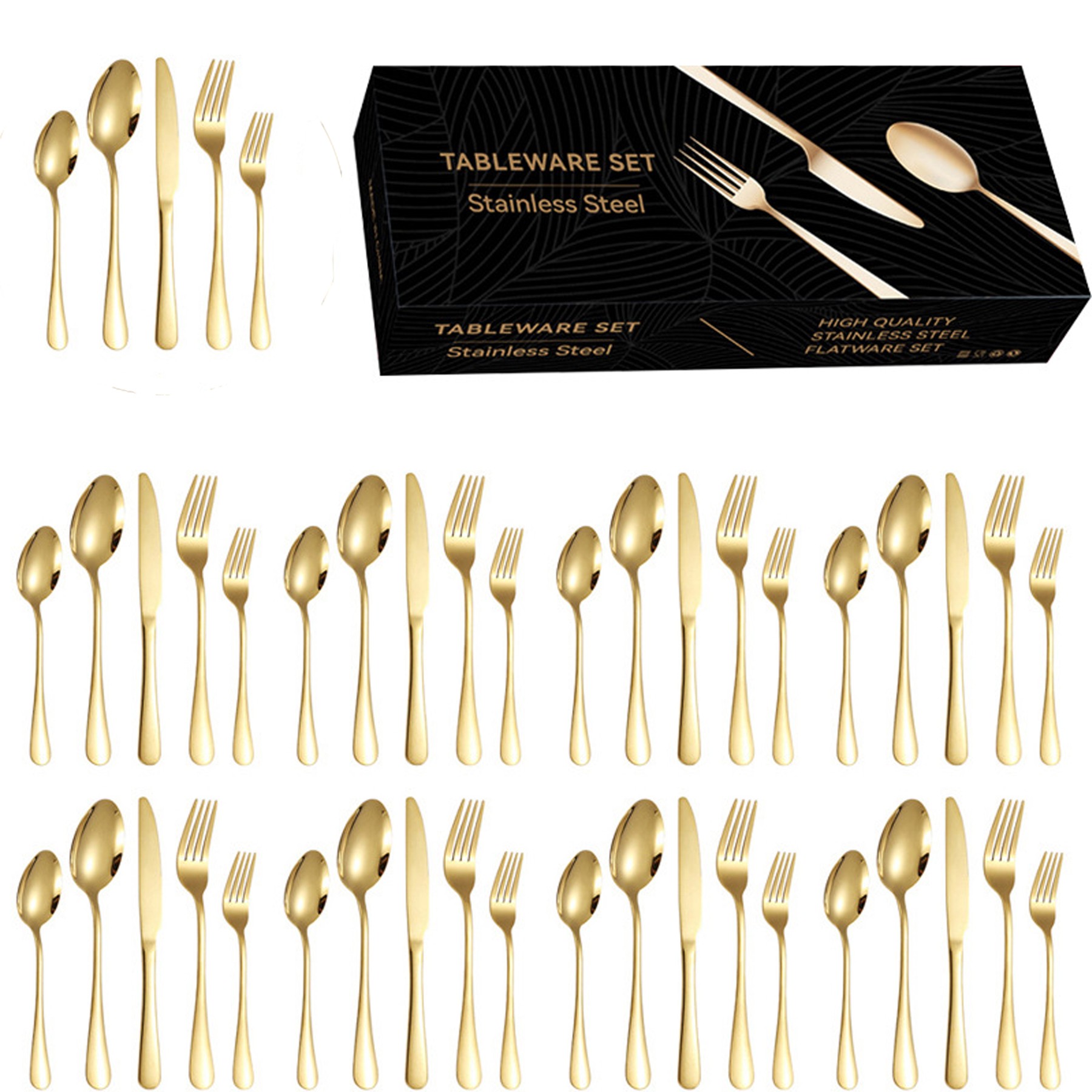 40 Piece Silverware Set, Food Grade Stainless Steel Tableware Set 2