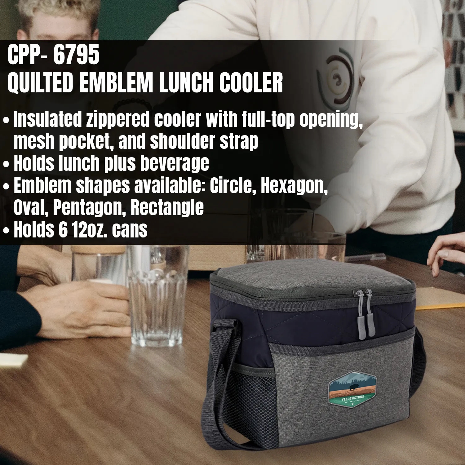 QUILTED EMBLEM LUNCH COOLER 7