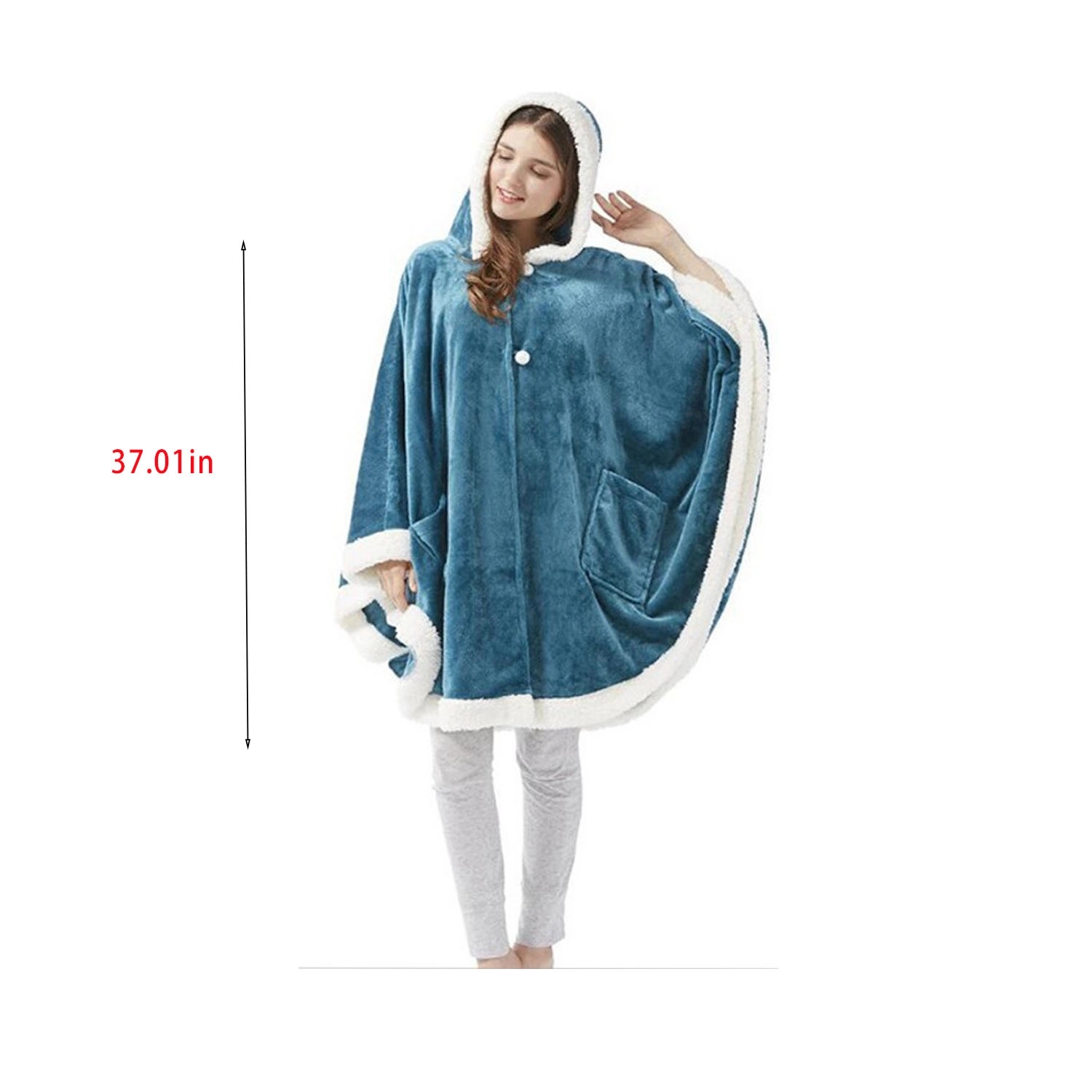 Pearl Buckle Hooded Casual Cape 5