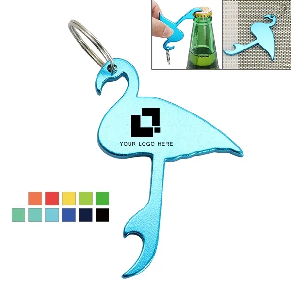 Flamingo shape bottle opener keychain 2