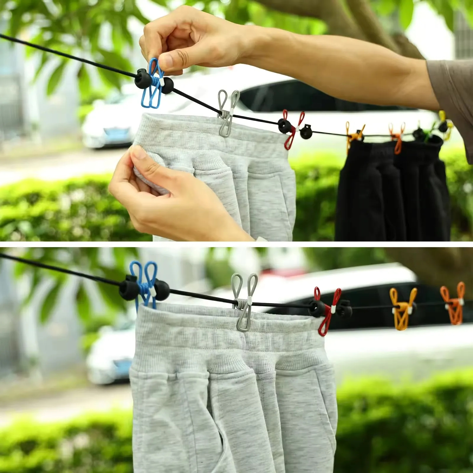 Retractable Travel Clothesline with 12 Clothes Clips 2