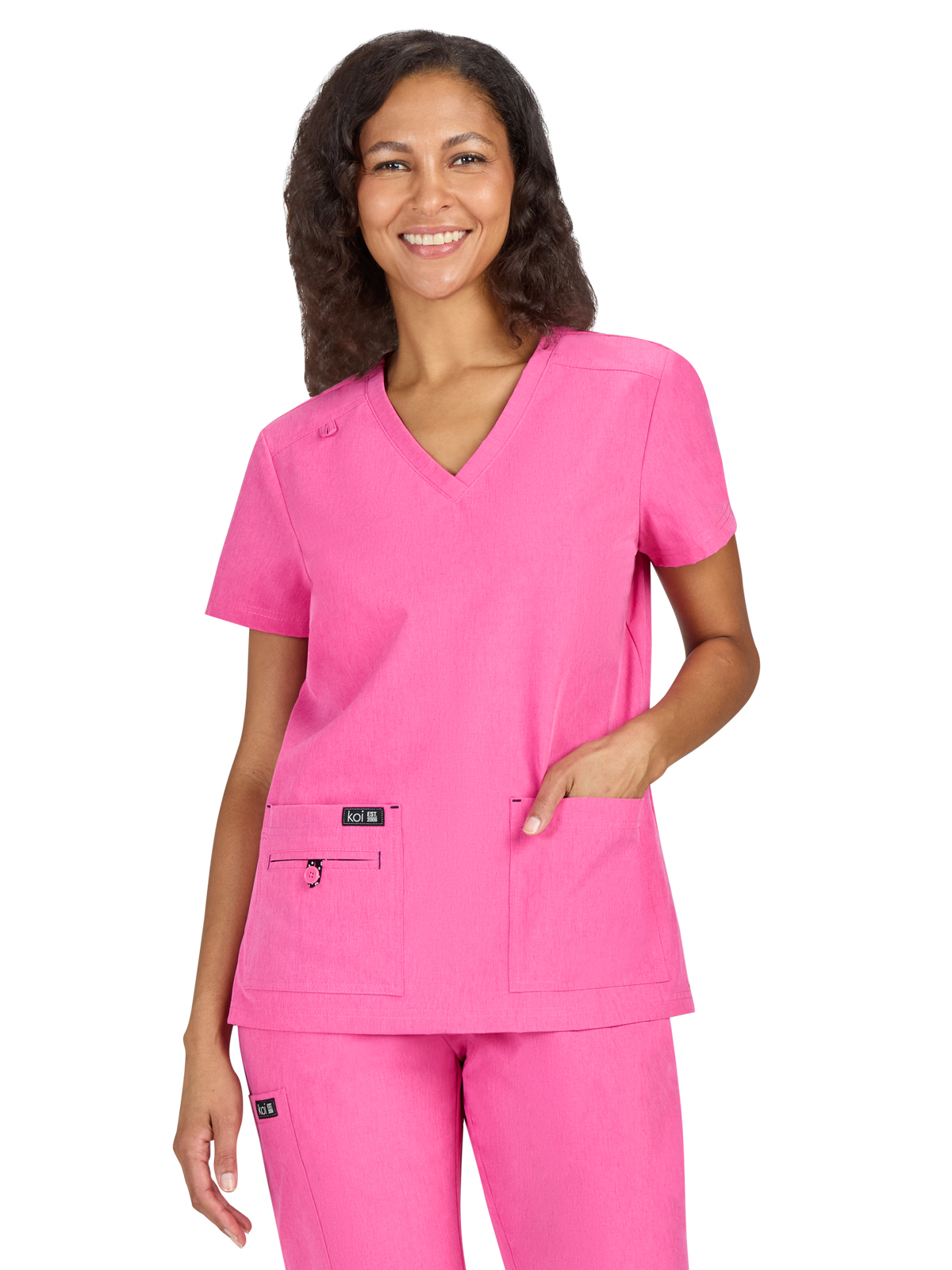 koi - Basics - Women's Four-Pocket Stretch V-Neck Becca Top 35