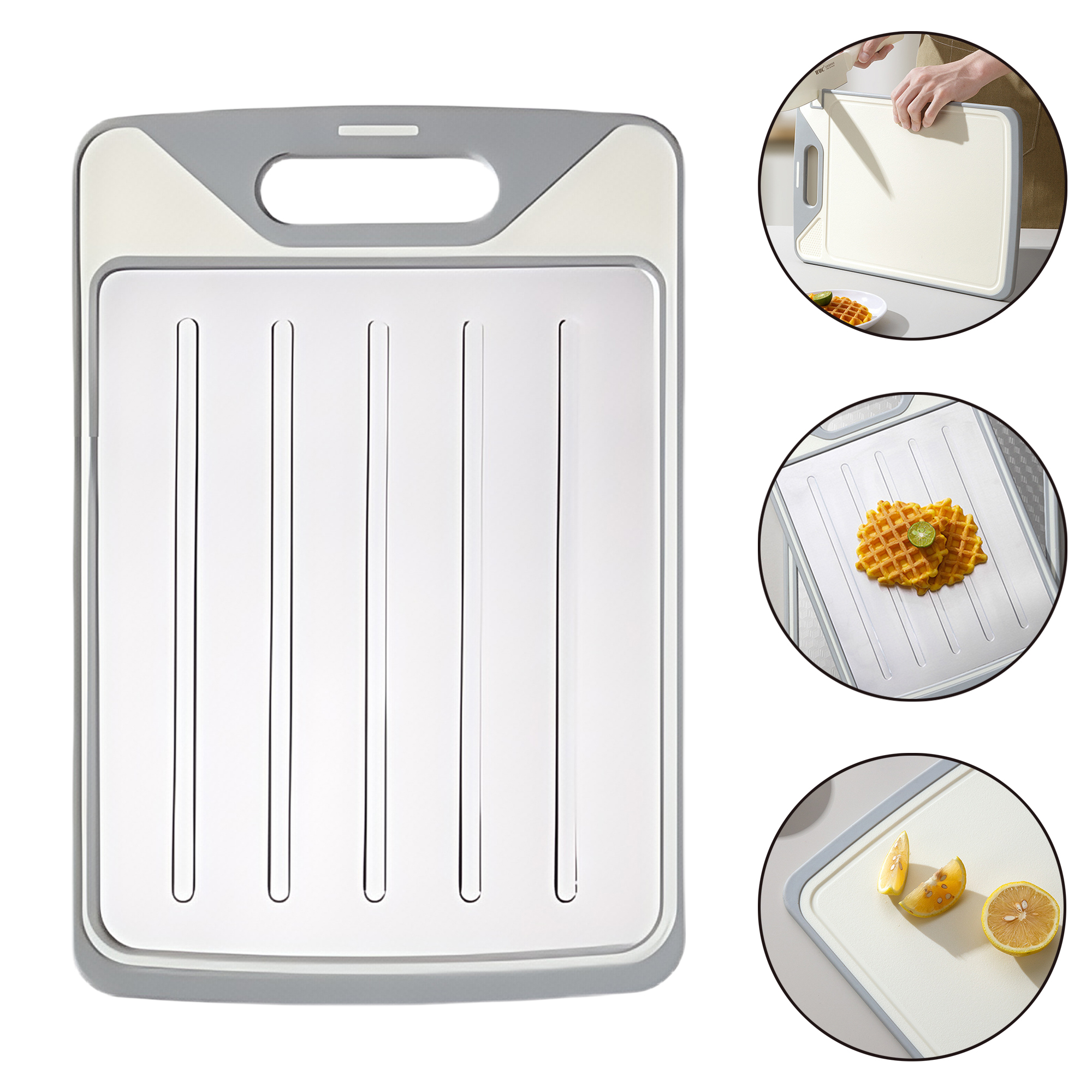 Small Stainless Steel Double-Sided Cutting Board with Knife Sharpener 2