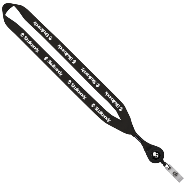 3/4" Polyester Lanyard with Metal Crimp & Retractable Badge Reel 250