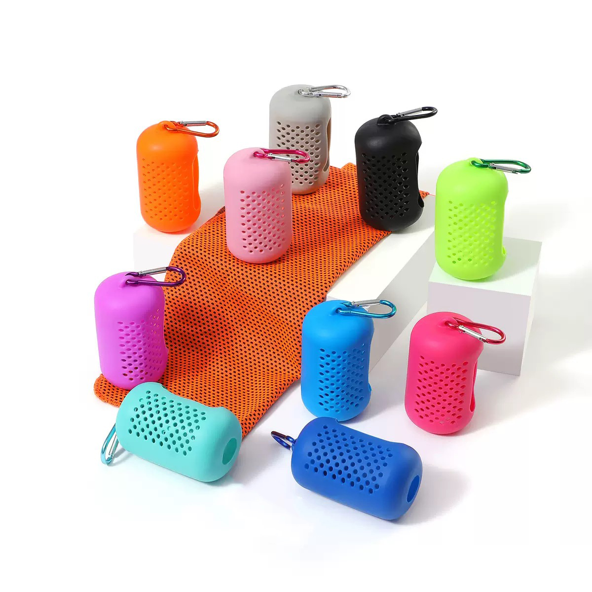 Cooling Towel with Vented Silicone Bottle and Carabiner 6
