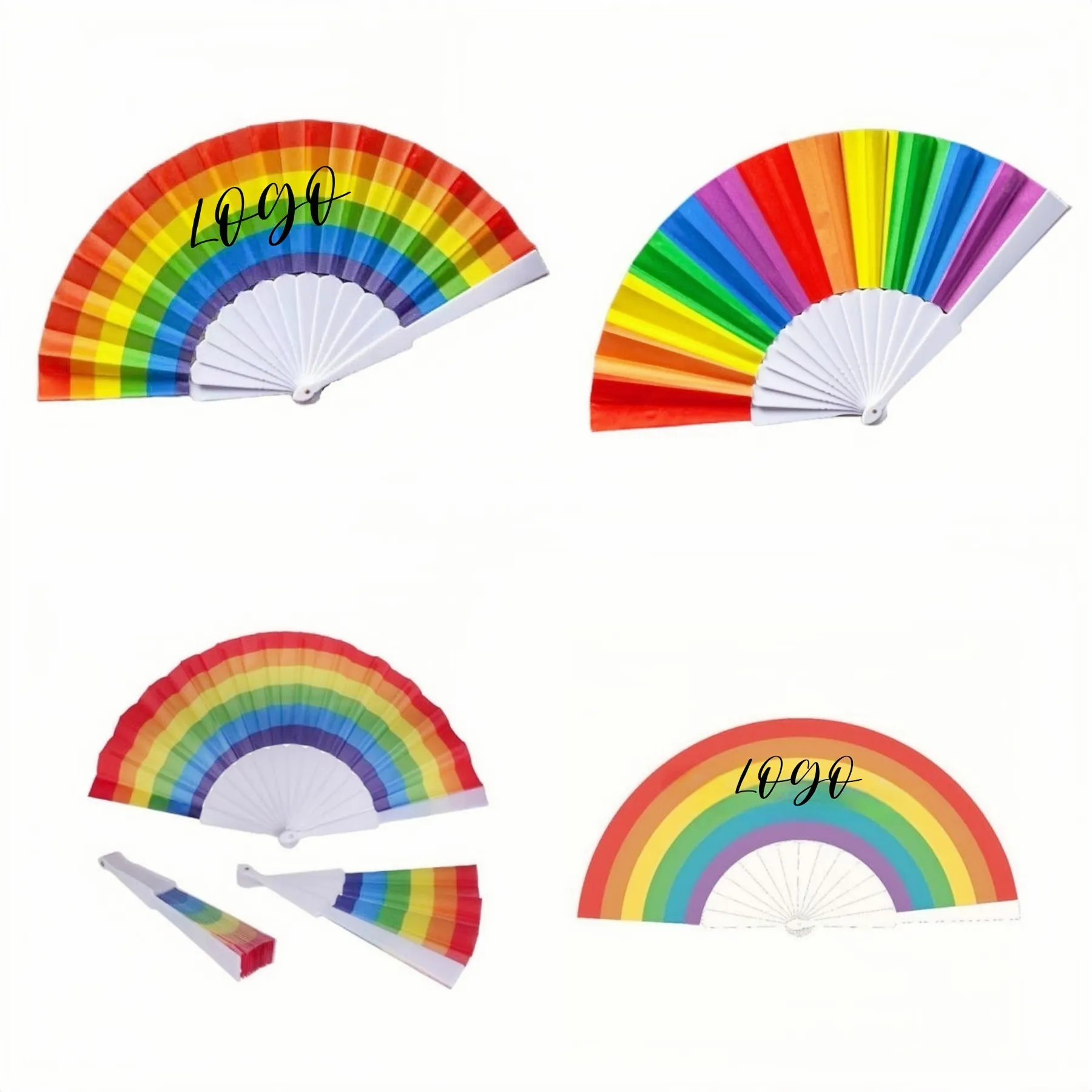 9" Rainbow Folding Fan