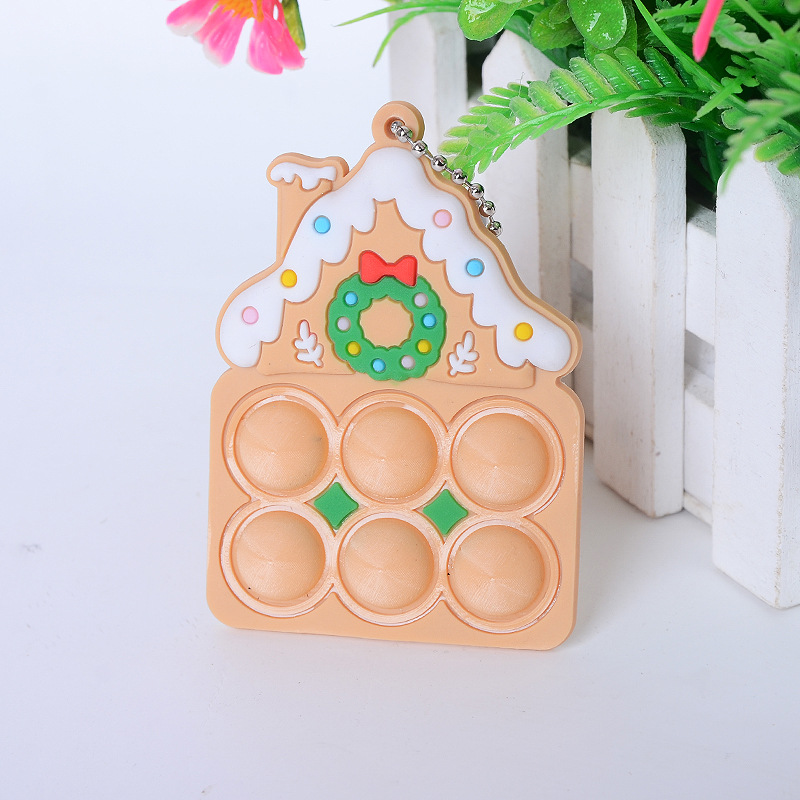 Silicone Christmas Mini Pop Bubble Fidget Toy Bubble Keychain 9