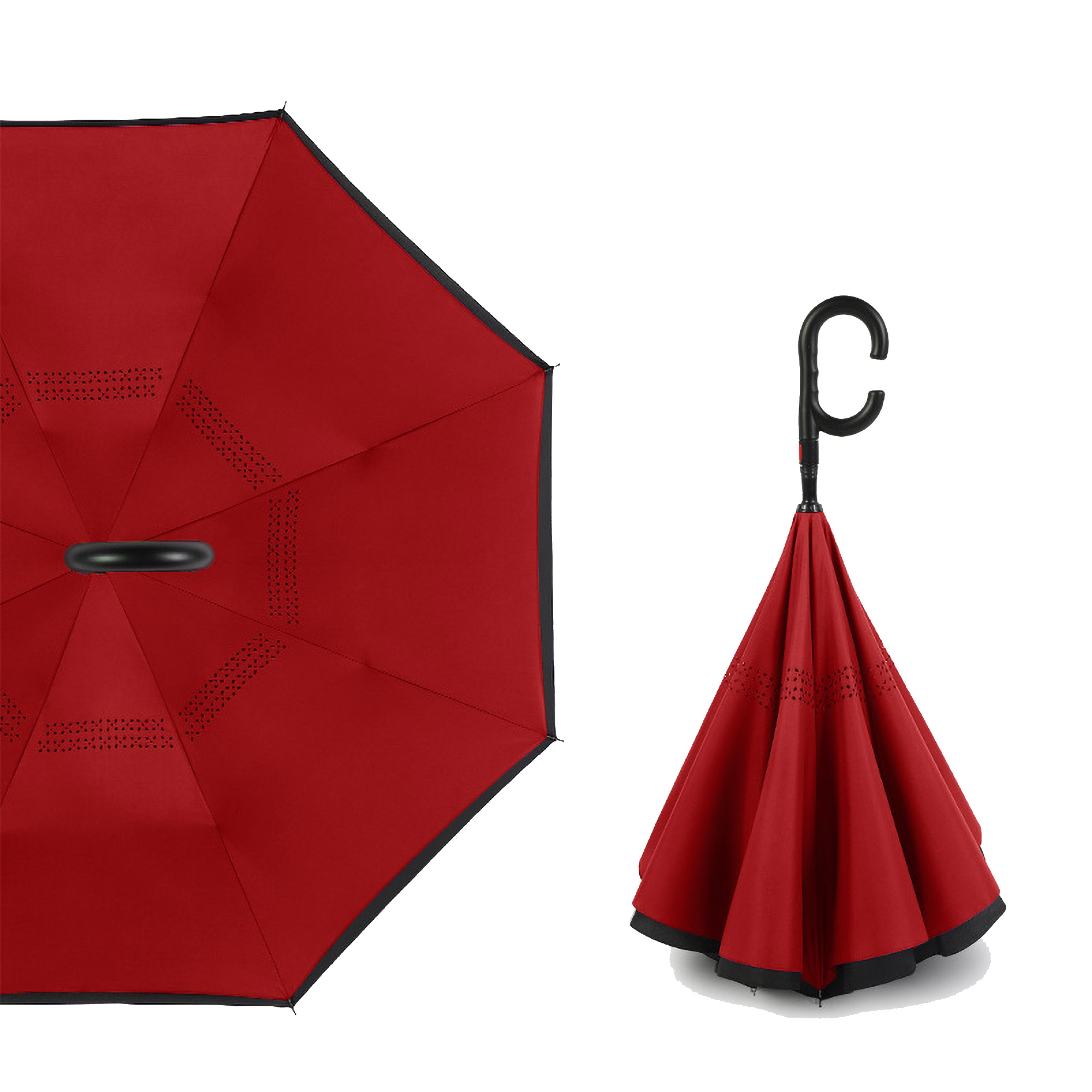 Fold C-Shaped Handle Reverse Umbrella Inverted Double Layer 4