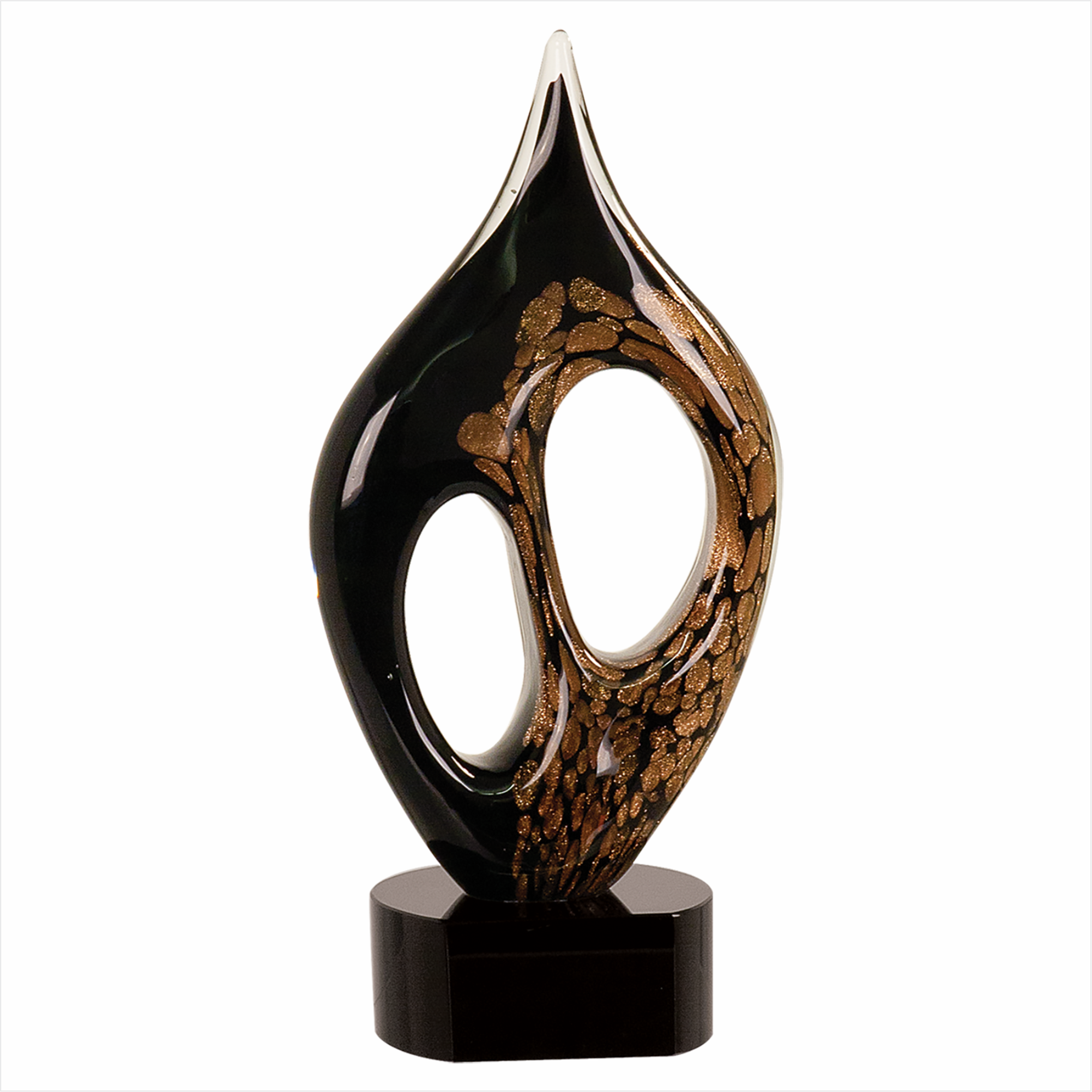 10 1/4" Black/Gold Coral Art Glass 4