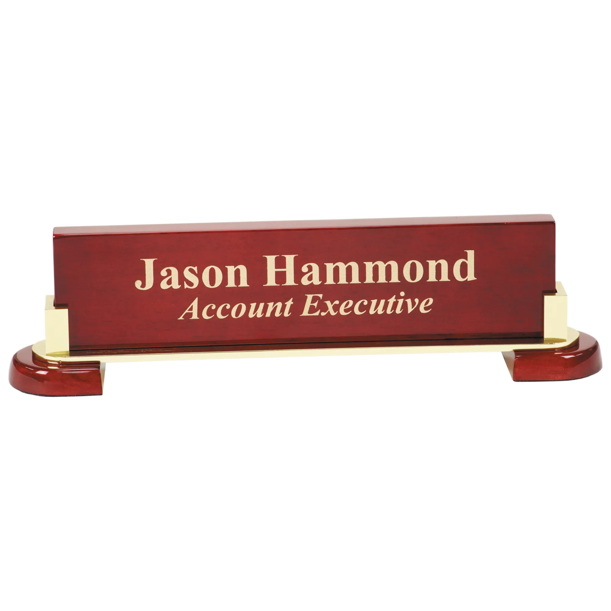 12 1/2" x 3 1/4" Rosewood Piano Finish and Metal Name Bar 4