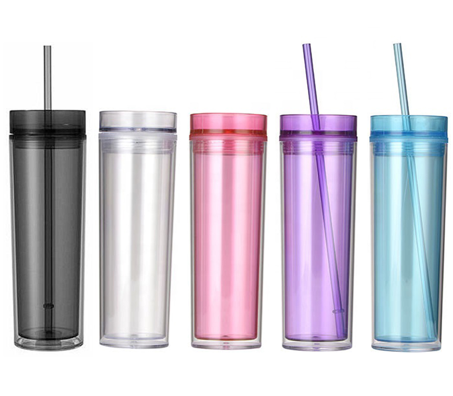 Double Wall Acrylic Tumbler with Lid and Straw, 16 oz. 2