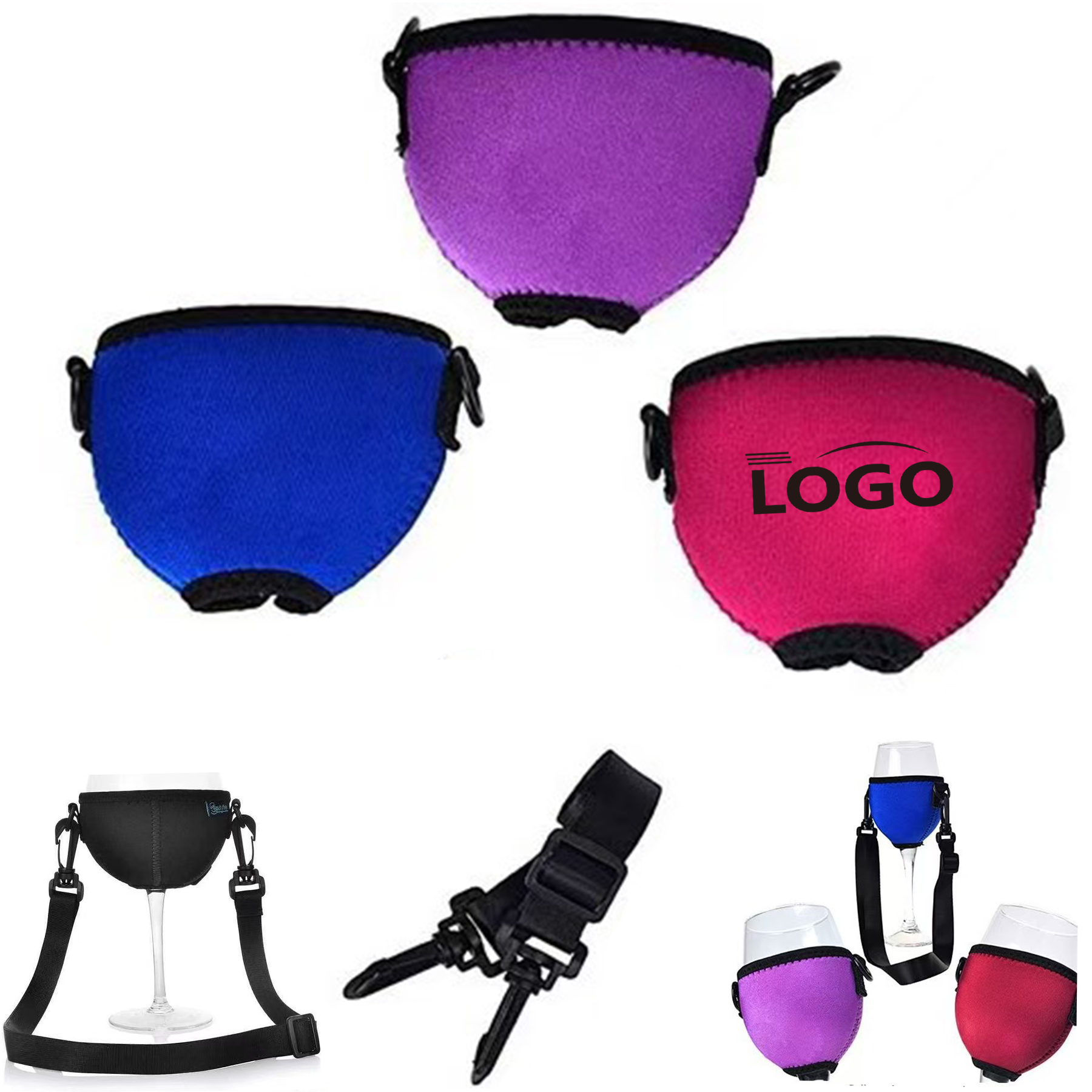 Neoprenes Sleeve With Adjustable Wine Glass Lanyard 1