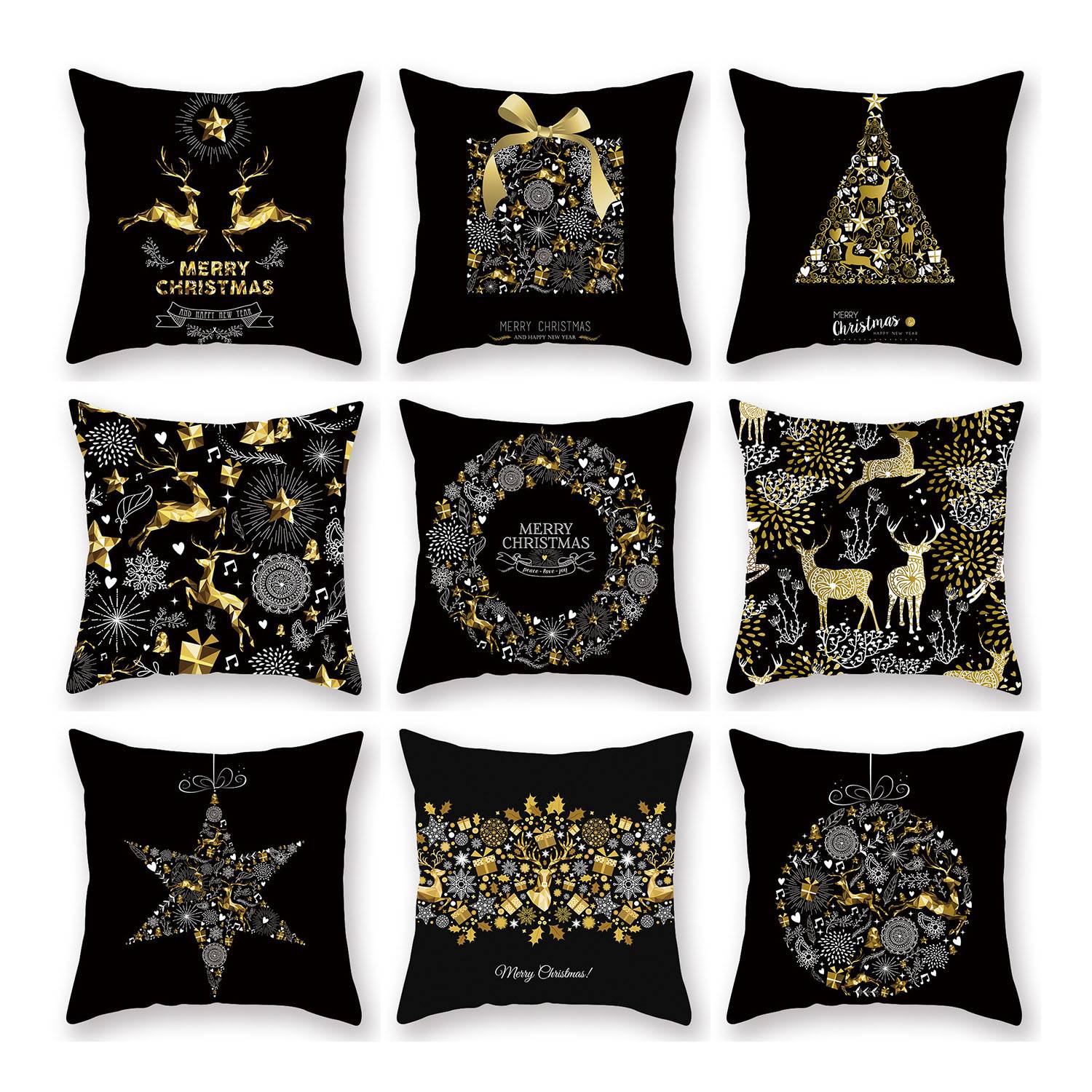 Gold Printed Christmas Pillow 5