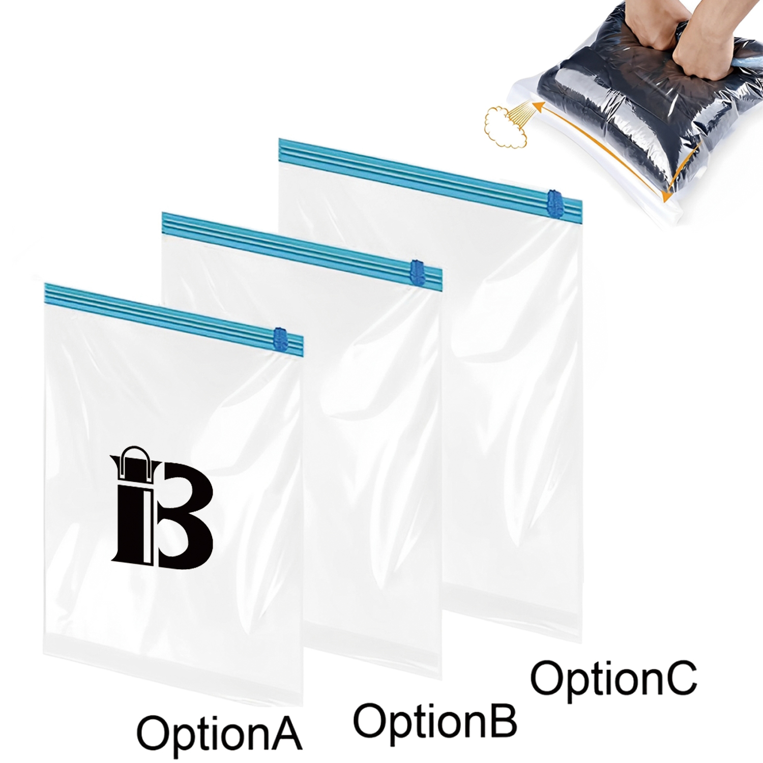 Travel No-Vacuum Portable Transparent Compression Bag
