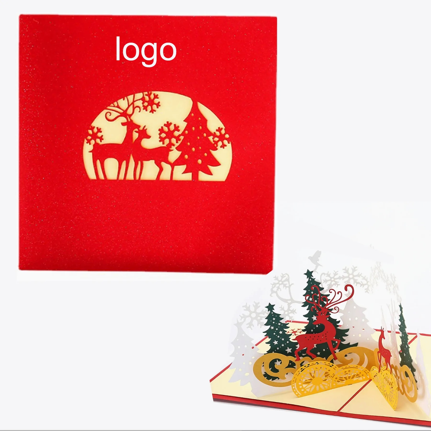 3D Christmas Hollow-out Greeting Card with Envelope 5