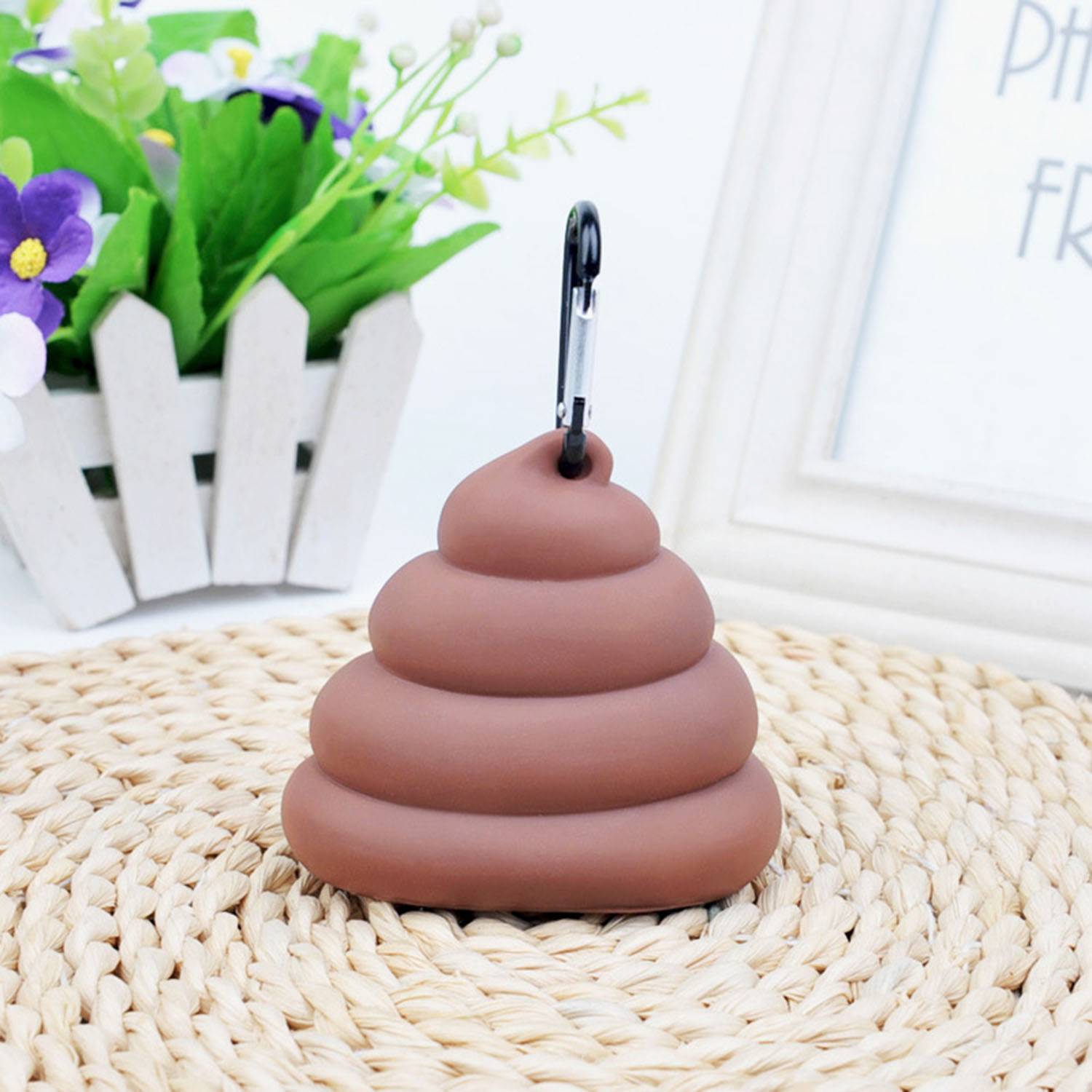 Silicone pet fecal collection bag with keychain 1