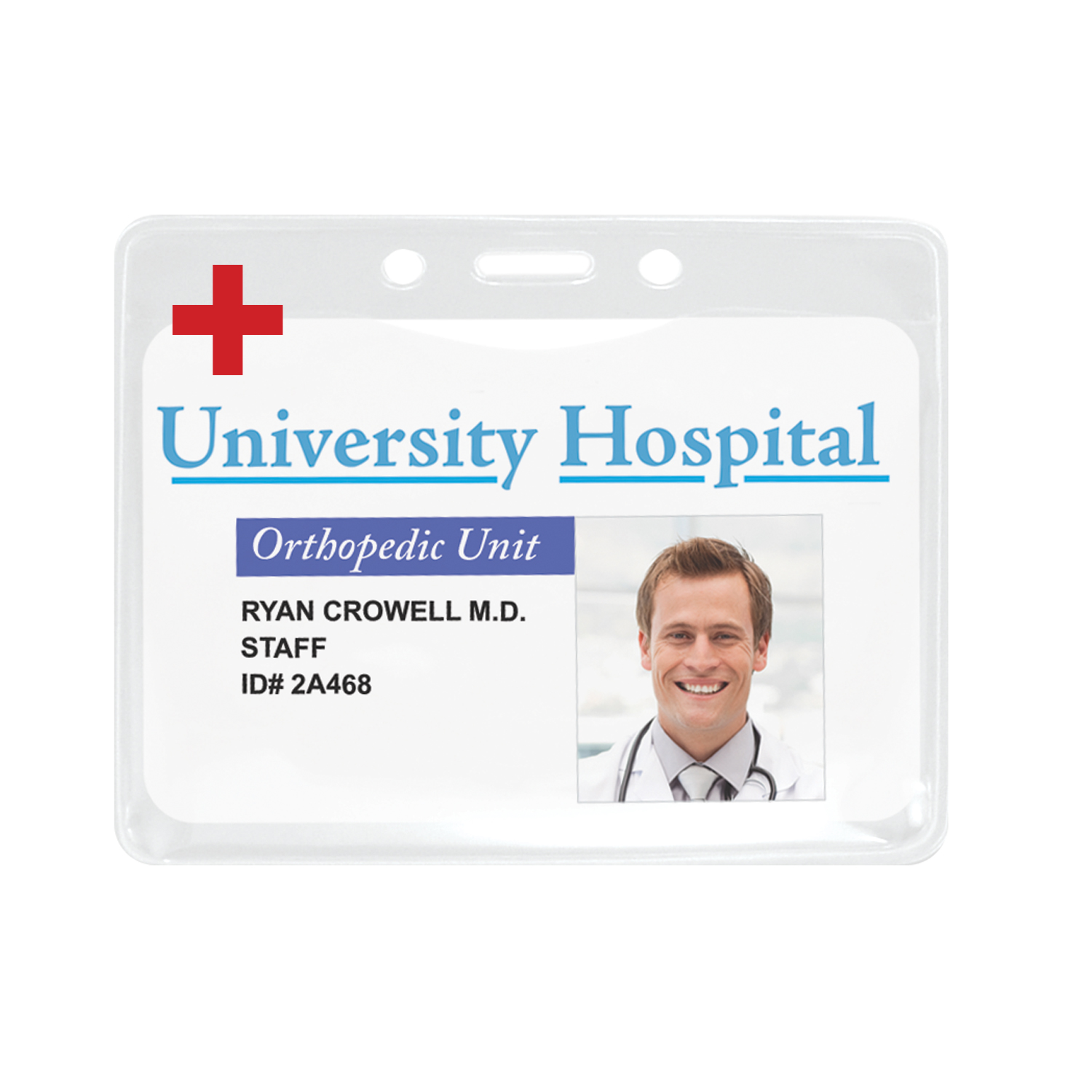 4.29" W x 3.89" H - Horizontal PureClear Vinyl Badge Holder (1 Color Imprint) 1