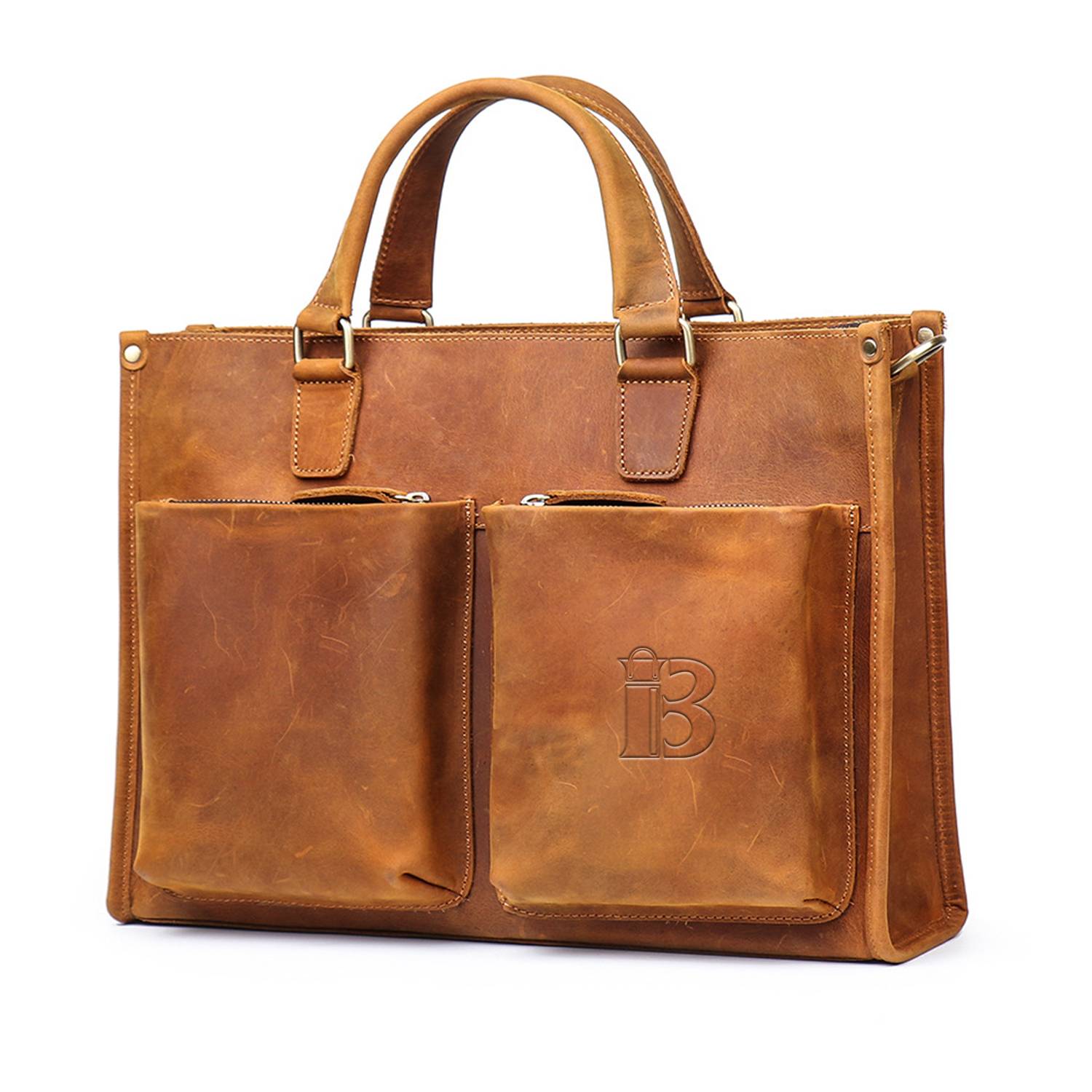 PU Leather Handmade Briefcase Laptop Messenger Bag 2