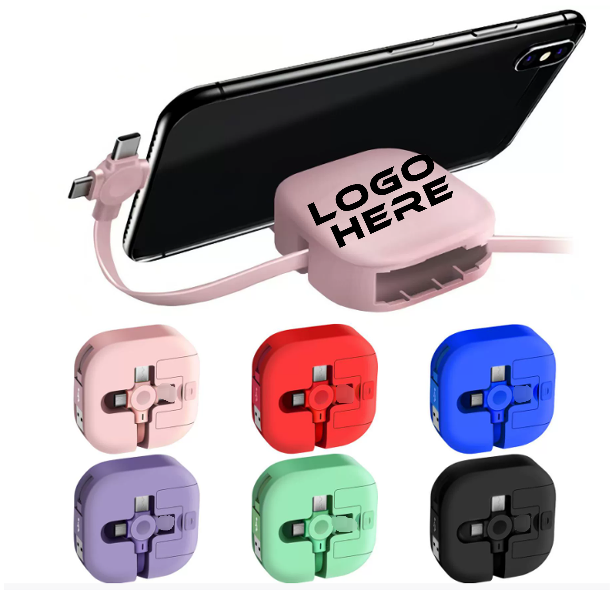 Custom Logo 3 in 1 Retractable USB Charging Cable 2